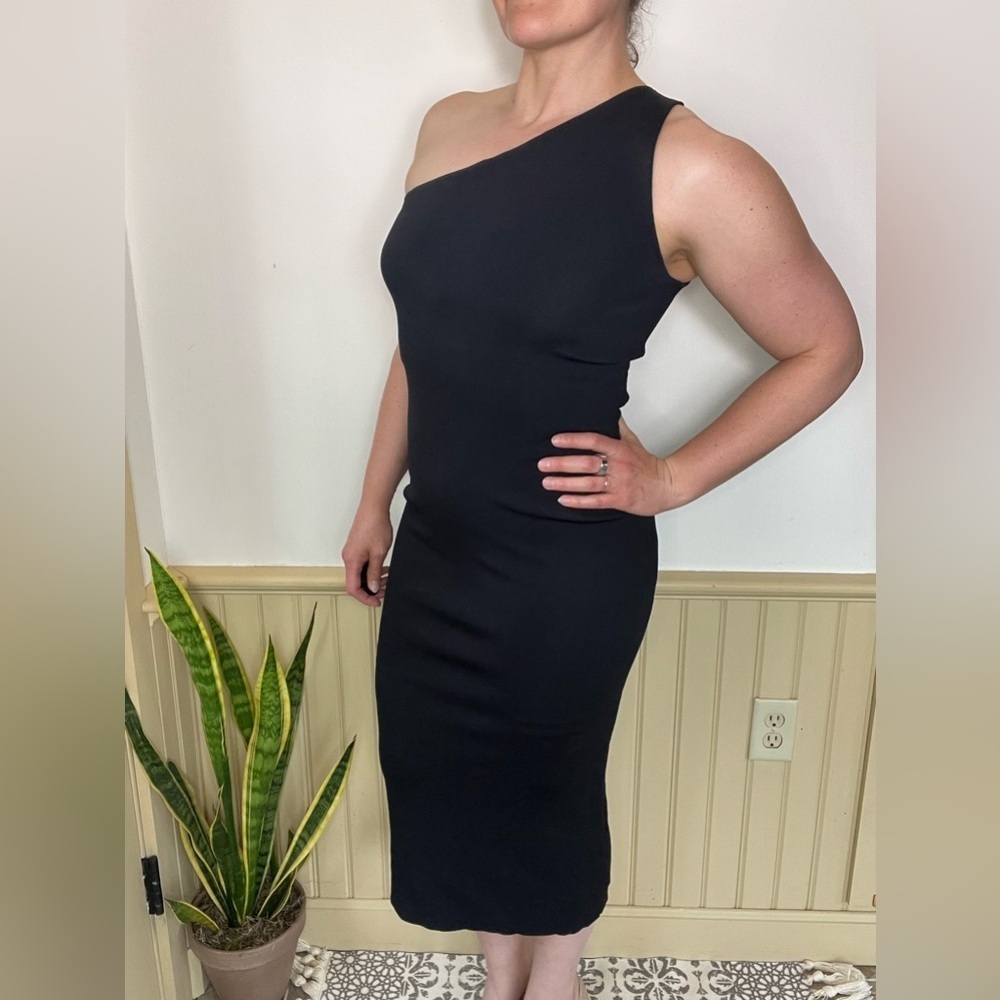 Theory Black One-Shoulder Bodycon Dress